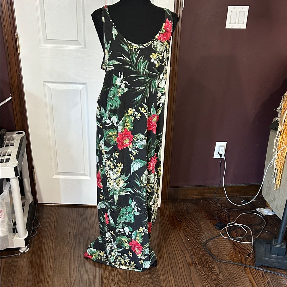 NWT Denim & Supply Ralph Lauren black red floral summer tank dress sz XL